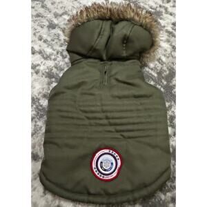 Luv Gear Winter Army Green Puffer Faux Fur Cold Technology Dog Coat Small